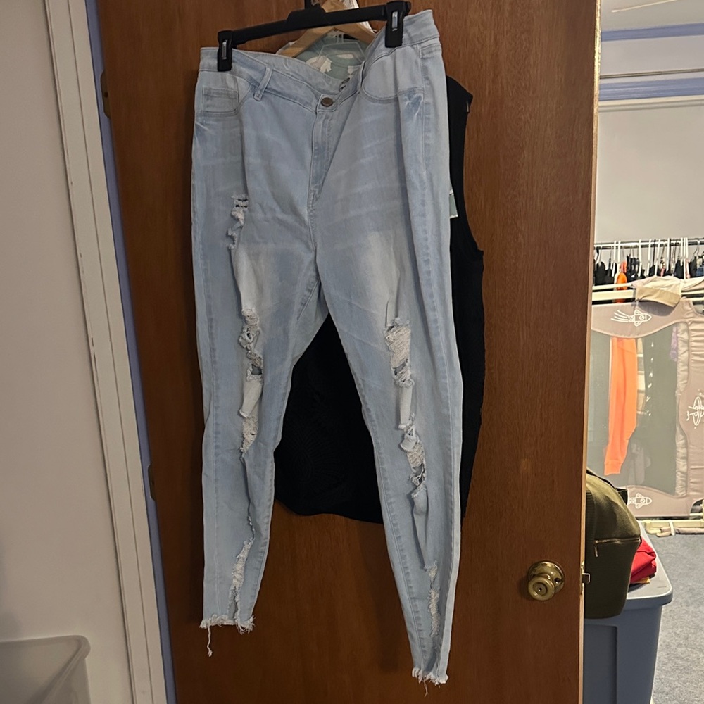 Refuge Light Blue Ripped Skinny Jeans